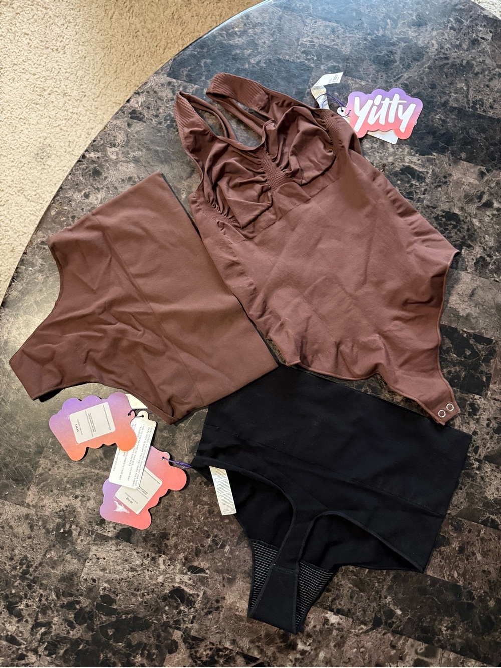 Yitty Shapewear Bundle NWT 3 Pc Nearly Naked Bodysuit High Waist Thong 1X/2X